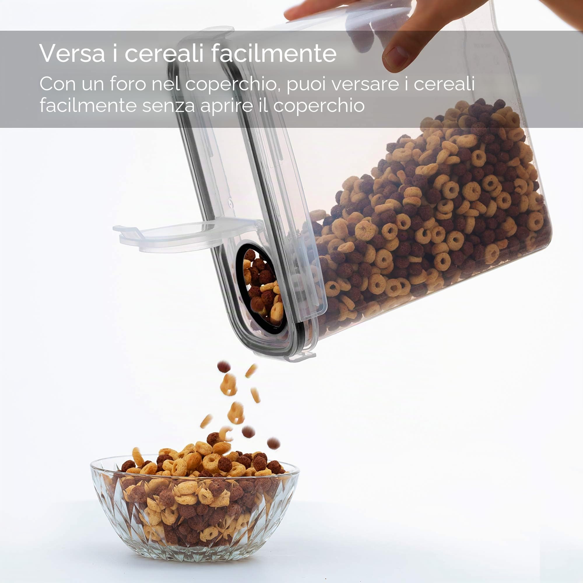 Vtopmart 2.5L Contenitori Alimentari per Cereali,Pasta, Senza BPA Contenitori Plastica con Coperchio,Set di 6 + 24 Etichette(Nero)