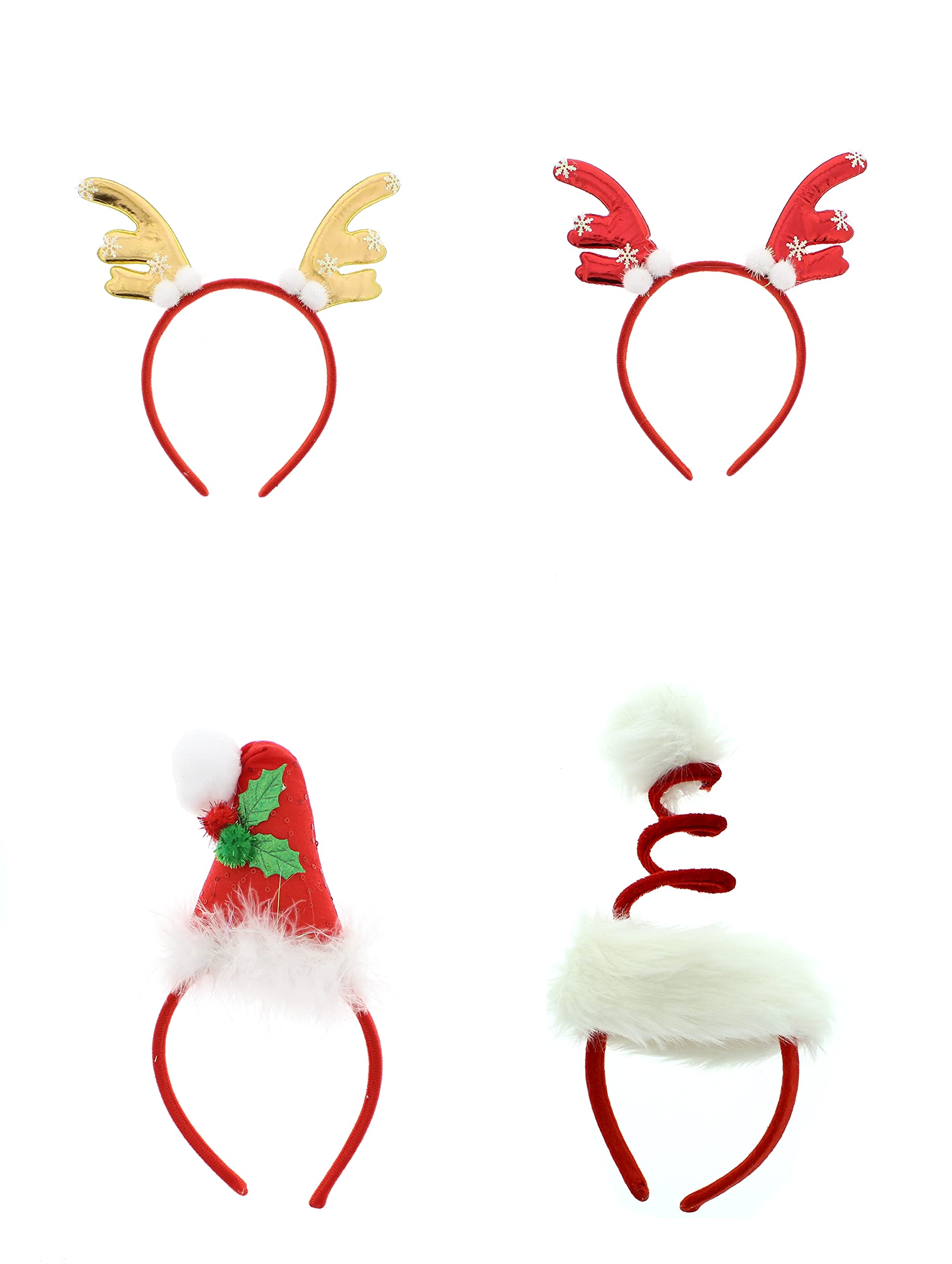 Zac's Alter Ego Pack of 4 Christmas Holiday Headbands, Assorted Festive Head Boppers, Set 5 - Image 2