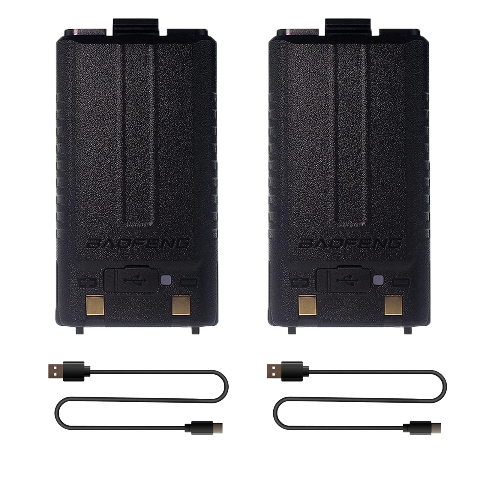 BAOFENG 2 Packs UV-5RM Battery 2500mAh USB-C Charging Li-ion Battery Replacement UV-5G Plus Accessories for GM-5RH Two Way Radio 7.4V with Type-c Port with USB-C Cables