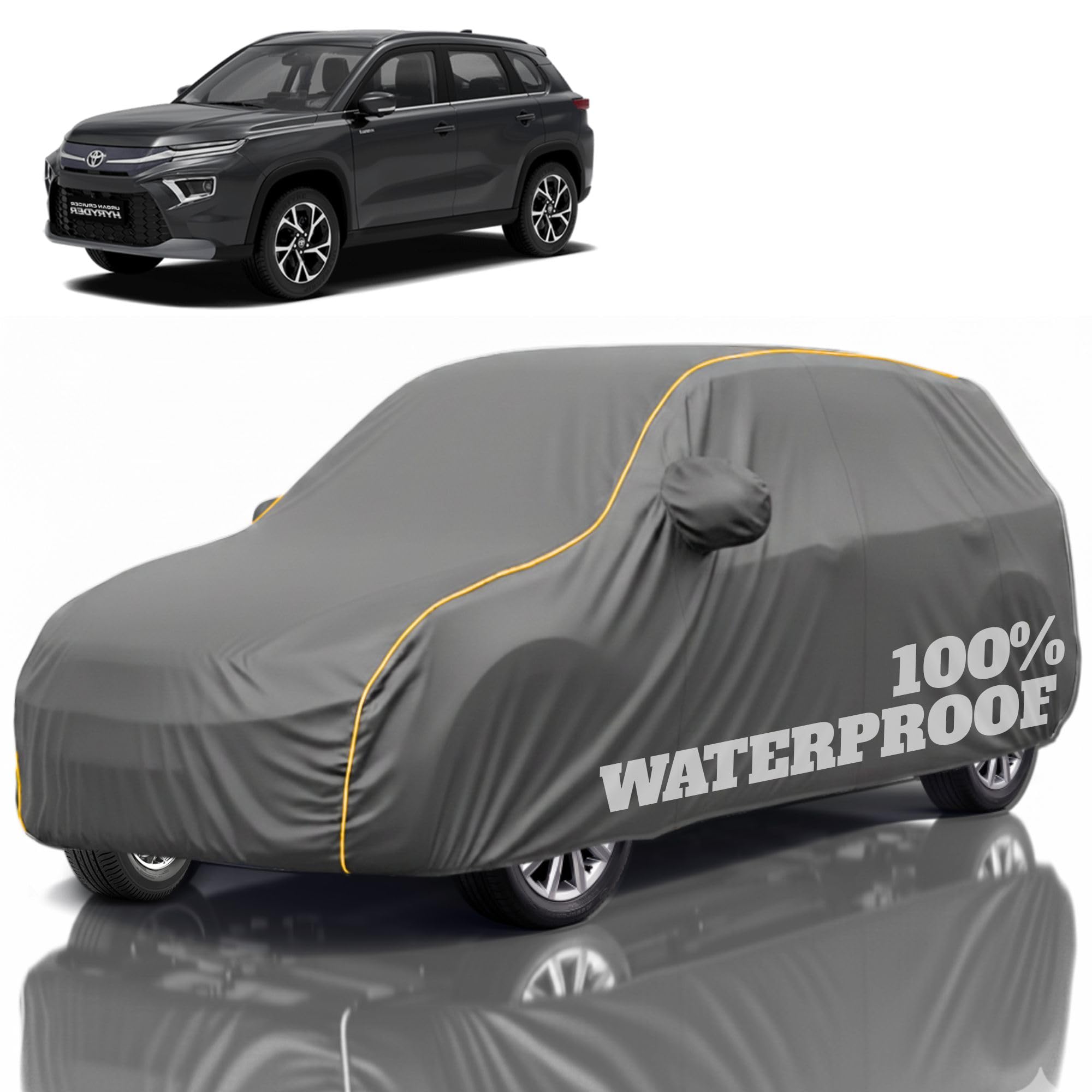 Premium Polyester Car Cover Cruiser All-Weather Protection from Rain, Dust &amp; Sun | UV Resistant Fabric | Full Body Secure Fit for Outdoor &amp; Indoor Parking Grey