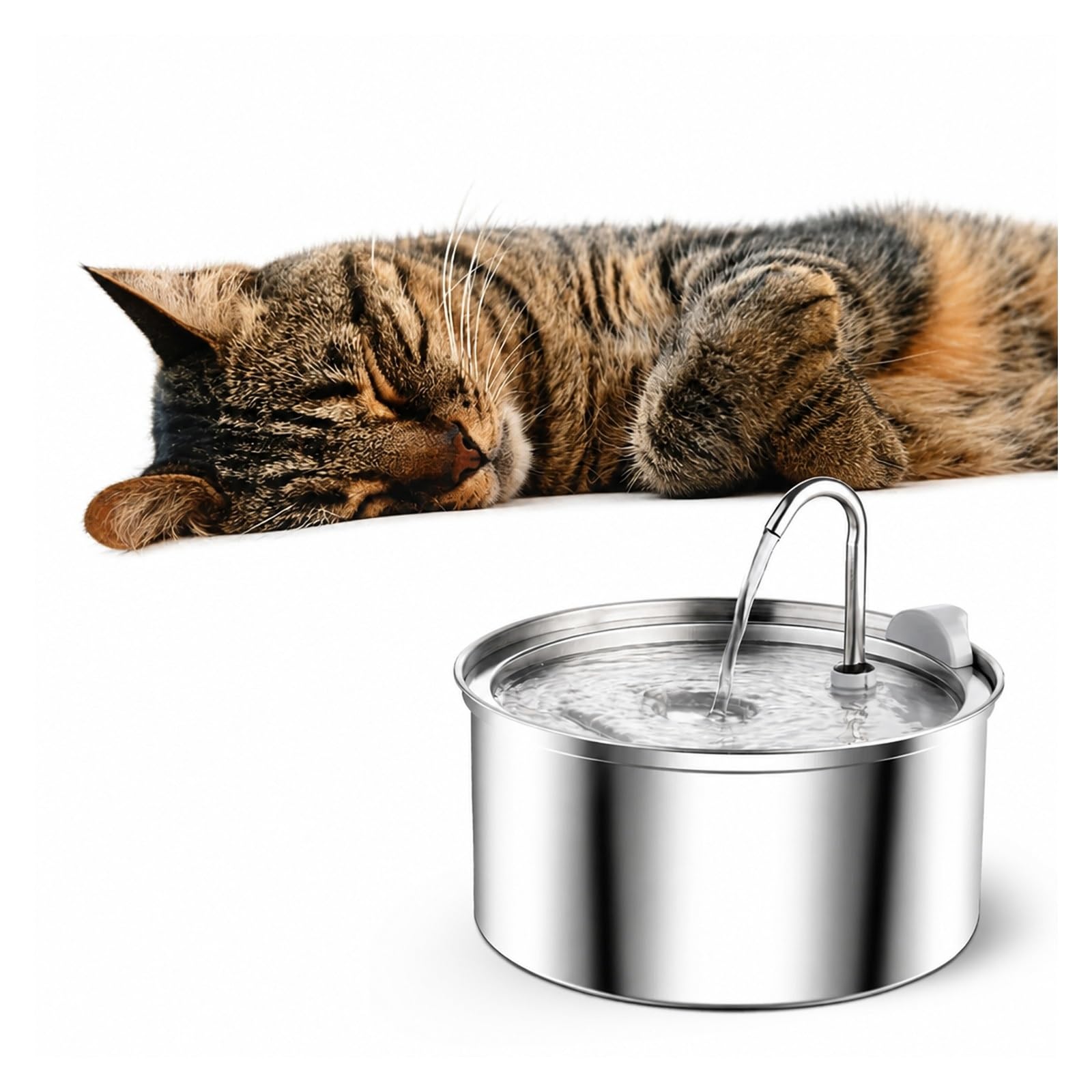 Dispensadores de Agua para Mascotas, Fuente de Agua para Gatos Acero Inoxidable(4L-Sensor)