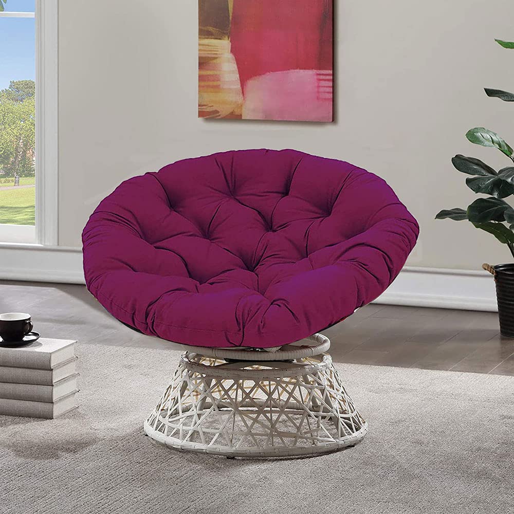 132 cm Tylko poduszka Papasan na zewnątrz, poduszka na krzesło do jajek, wisząca poduszka do huśtawki na krzesło, wodoodporna, gruba, bawełna lalek, z paskami pozycjonującymi, fioletowa