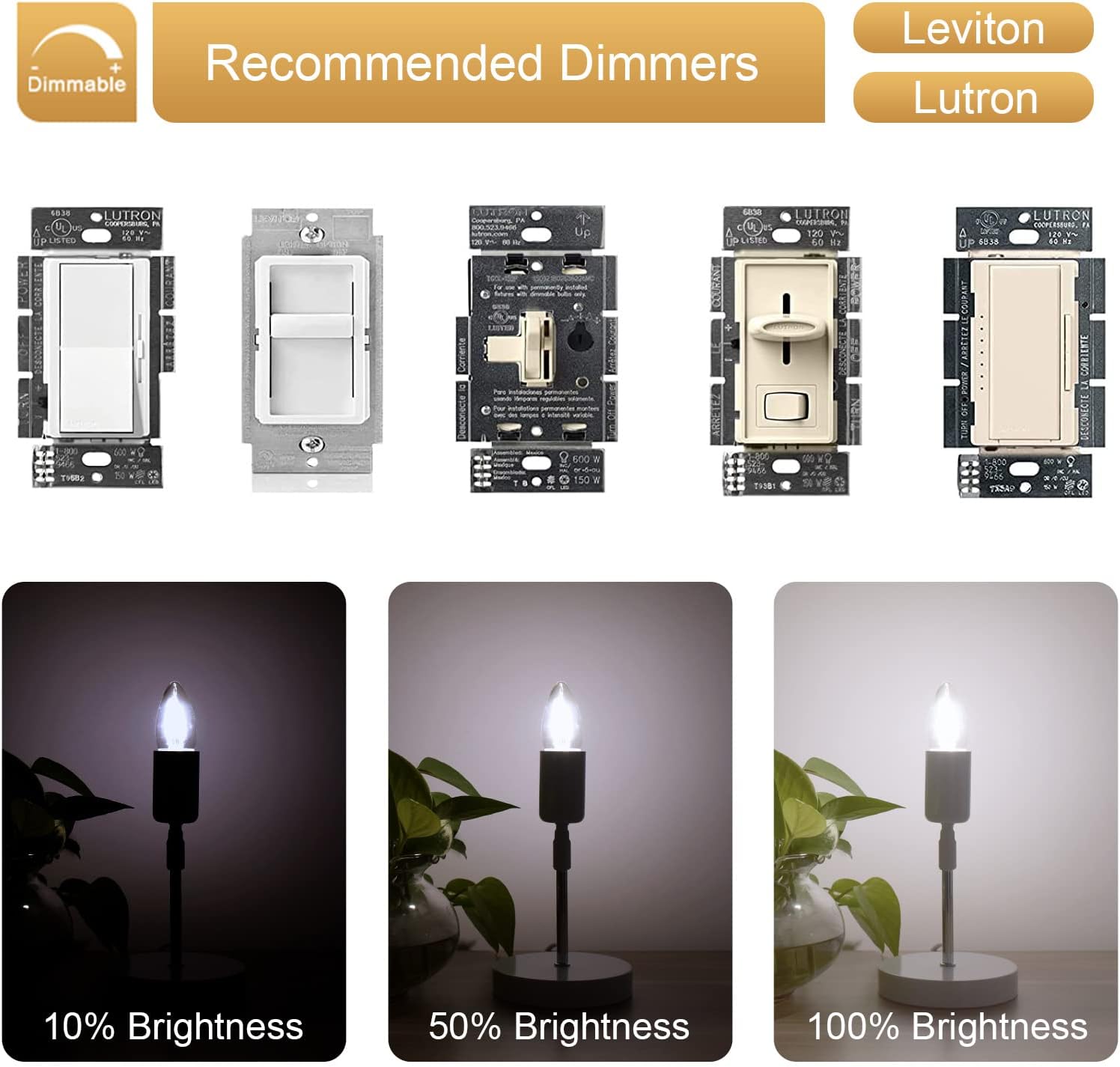 Dimmable B11 E26 LED Candelabra Light Bulbs 40W Equivalent, 4W LED Chandelier Candle Light Bulbs, Clear Glass, 5000K Daylight White, 400LM, 3-Pack