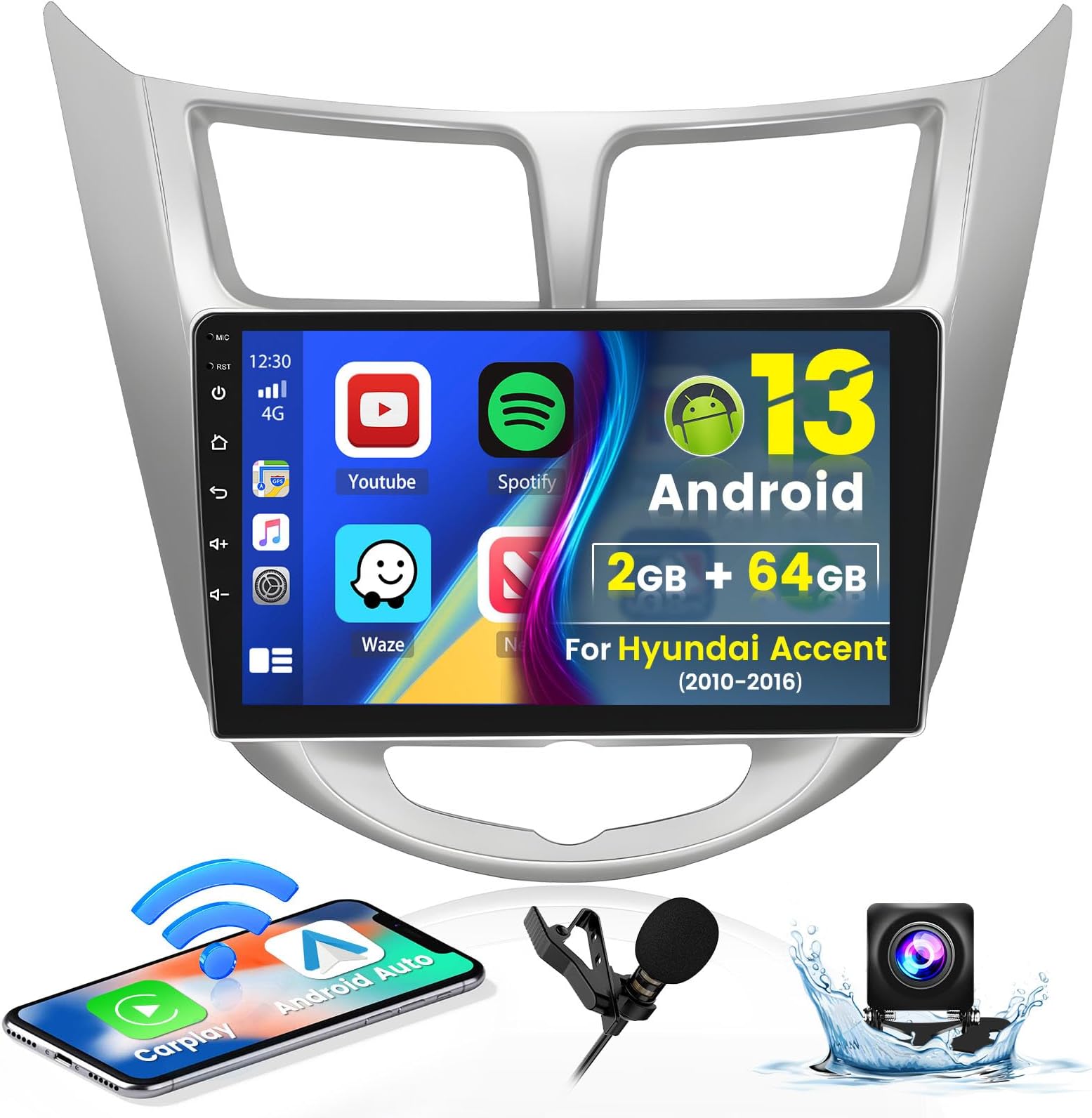 Amazon.com: Roinvou 2+64G Android 13 CarPlay Stereo for 2010-2016 ...