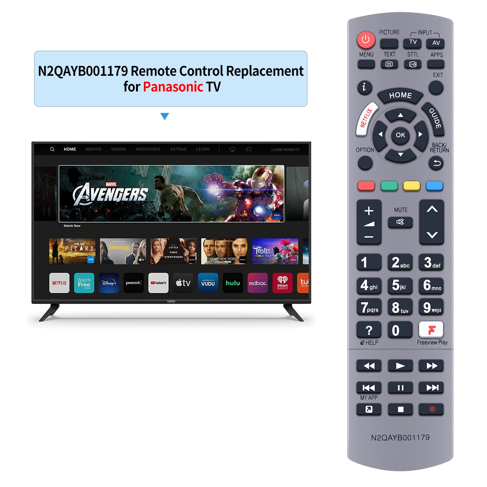 GOUYESHO New Replacement N2QAYB001179 Remote Control Compatible with Panasonic LCD LED TV TH49EX600L TH55EX640S TX-49FX700B TX-49FX740B TX-55FX750B TX-65FX700B TX-65FX740B - Image 2