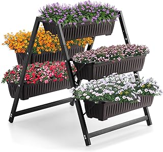 Raised Garden Planter Bed, Tiered Planter Stand with 5 Boxes, 25