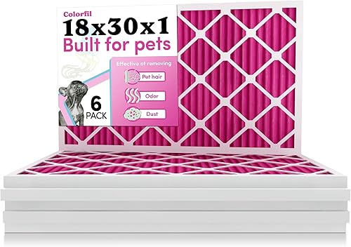 Miniatura 25 de Colorfil - Filtro de aire de 18 x 18 x 1 pulgadas, filtros que cambian de color para olores de gatos y perros, filtro de aire acondicionado MERV 8