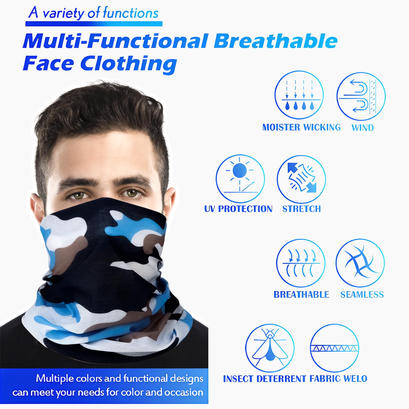 Cubrebocas transpirable para hombres y mujeres, para senderismo, ciclismo, deportes, pesca, protección solar UV