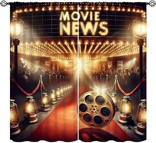 Miniatura 11 de Cortinas retro de cine de los años 80, póster, vestido rojo, película de cámara de cine de los años 90, tratamiento de ventana para cine en casa,