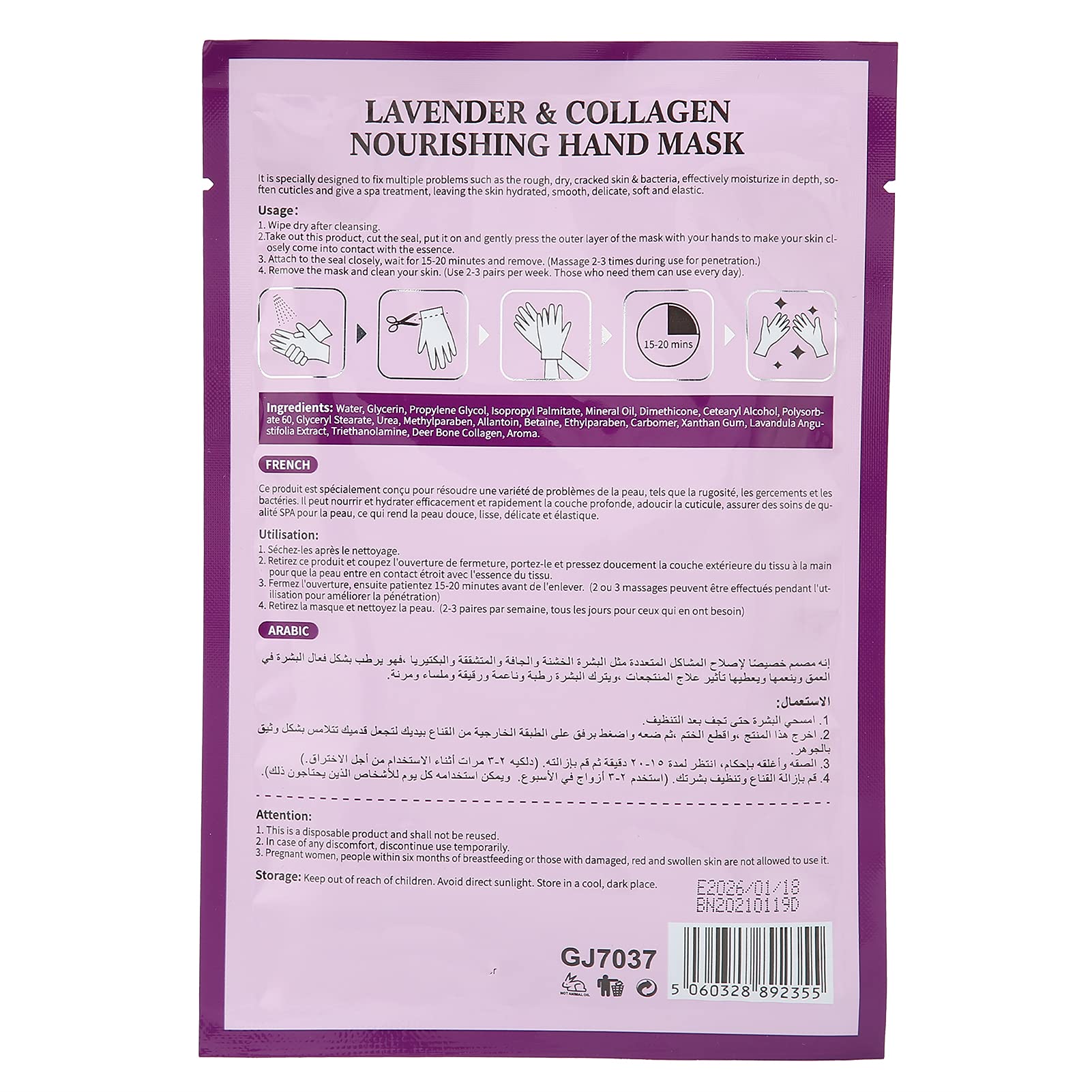 Masque Peeling pour les Mains, Hydratants Mains Masque Peeling Exfoliant Lavande Mains Éclaircissant la Peau Morte Retirer les de Spa pour les Mains Revive la Peau Sèche et
