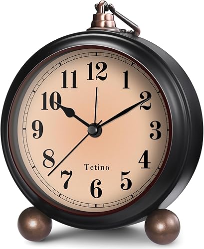 Reloj despertador analógico, reloj de escritorio alimentado por batería con luz nocturna, silencioso, sin tictac, reloj despertador de diseño retro