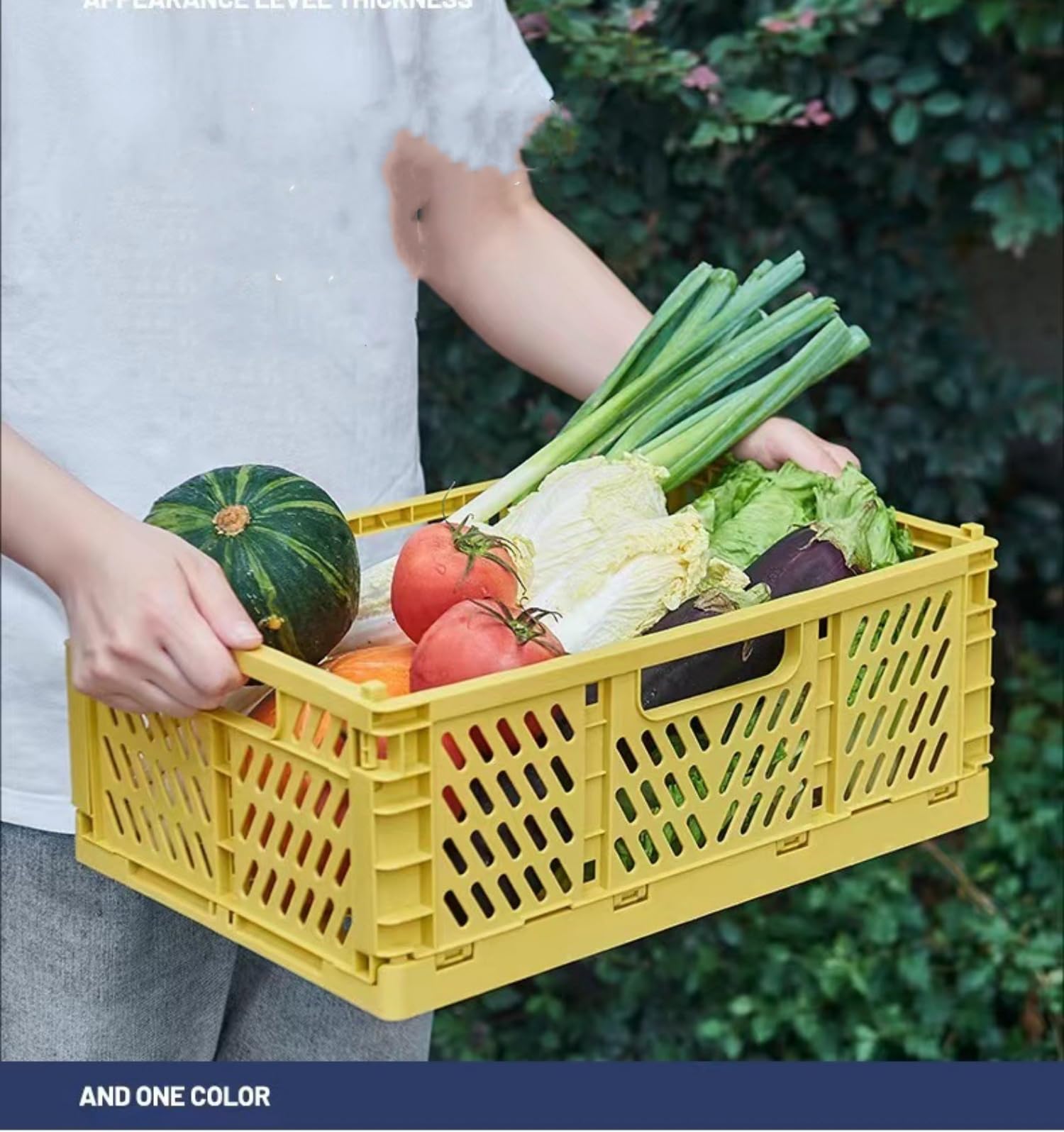 4 scatole pieghevoli con manico, 43 x 29 x 17 cm, grandi, pieghevoli, in plastica, impilabili, in plastica, per cucina, bagno, ufficio, cameretta dei bambini, camera da letto