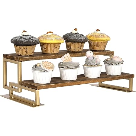 INDIAN DECOR RW20901 Classic 2-Tier Solid Wood and Metal Dessert ...