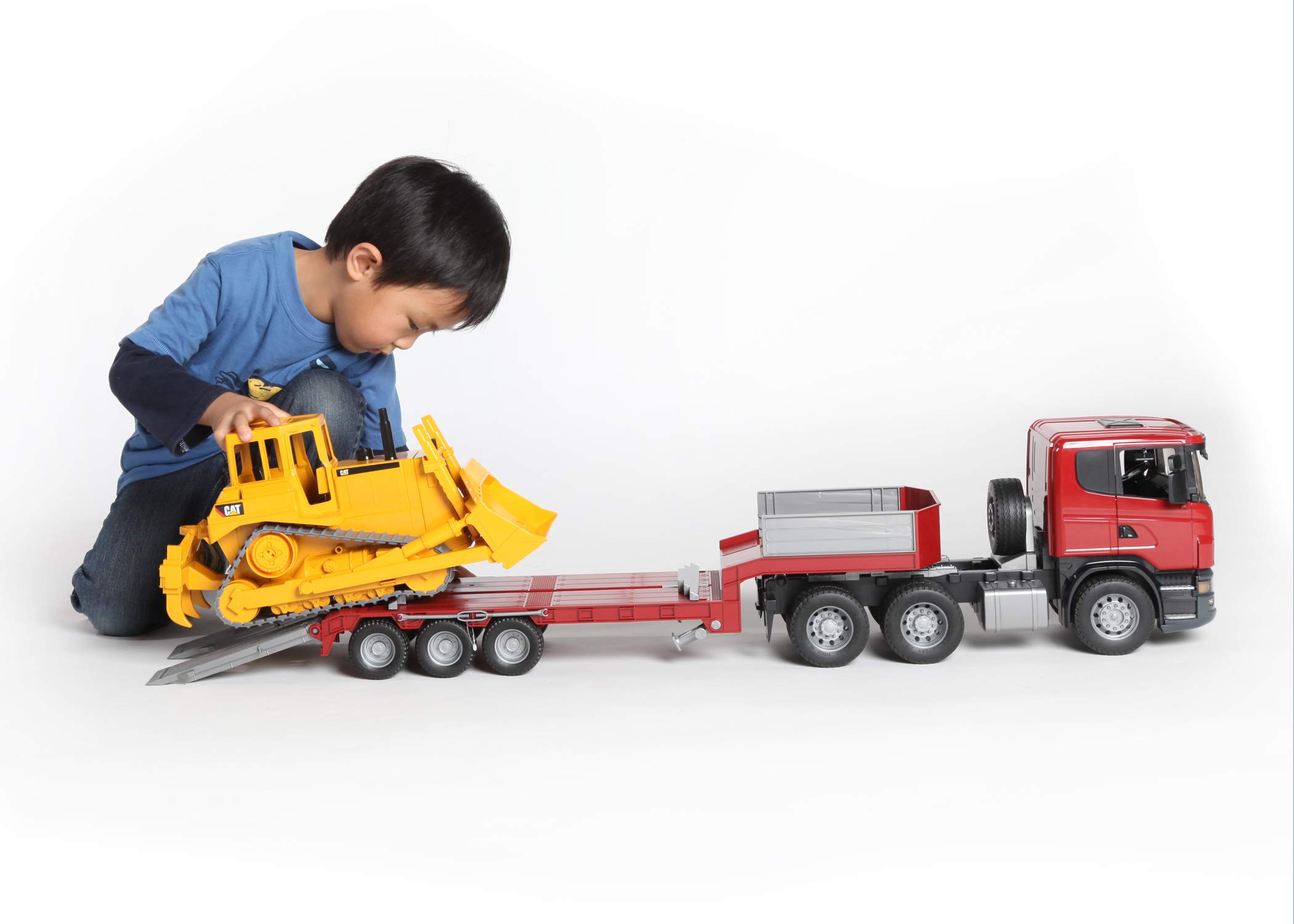 Buy Bruder Scania R-Series Low Loader with Caterpillar Bulldozer