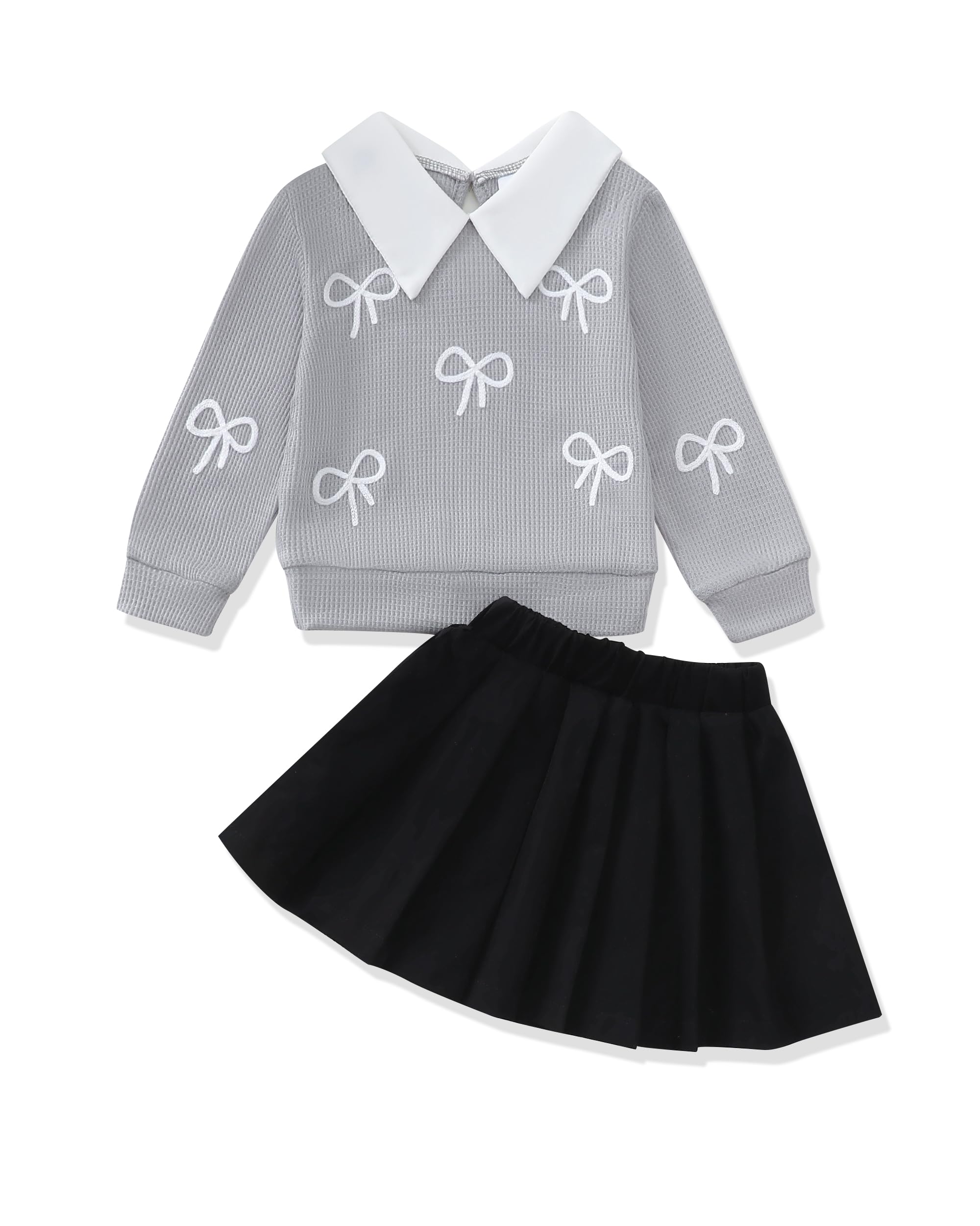 Renotemy Toddler Girls Outfits Winter Little Girl Clothes Skirt Set 18M-6Y