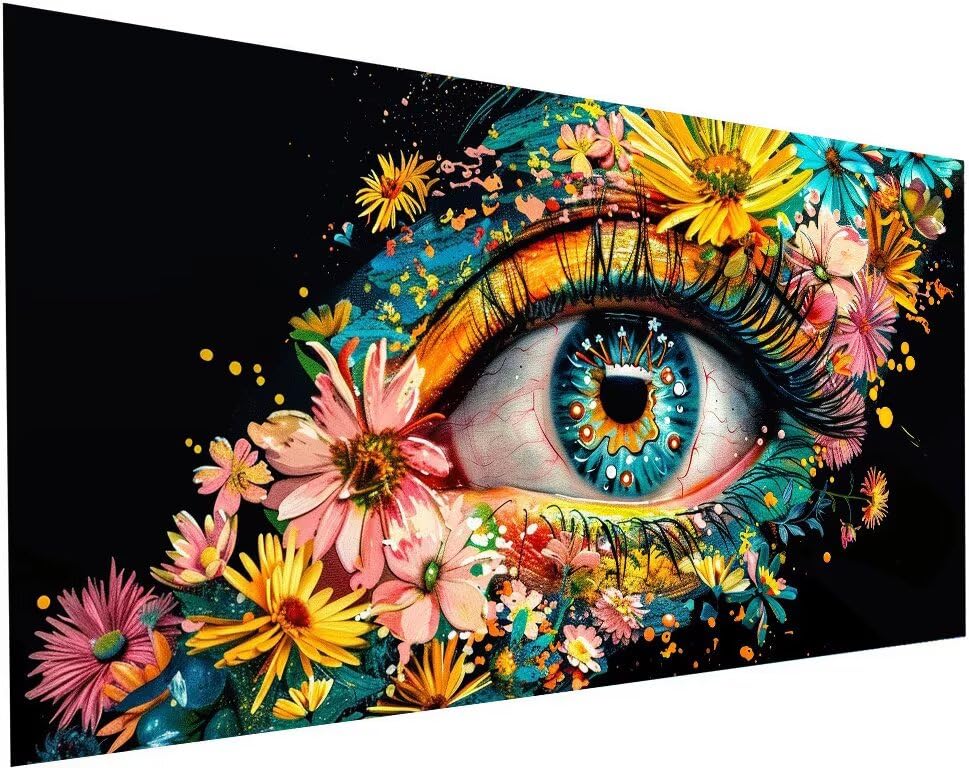 Peinture Diamant Fleur et Œil Mystique pour Décoration Maison DIY 60x120 cm