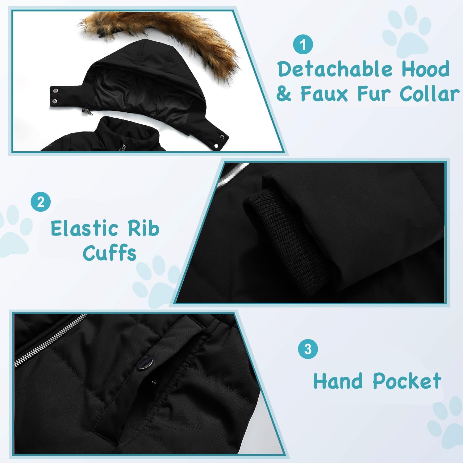 Garemcy Girls Winter Coat Long Warm Waterproof Fleece Lined Puffer Jacket With Detachable Hood & Fur Trim - Image 5