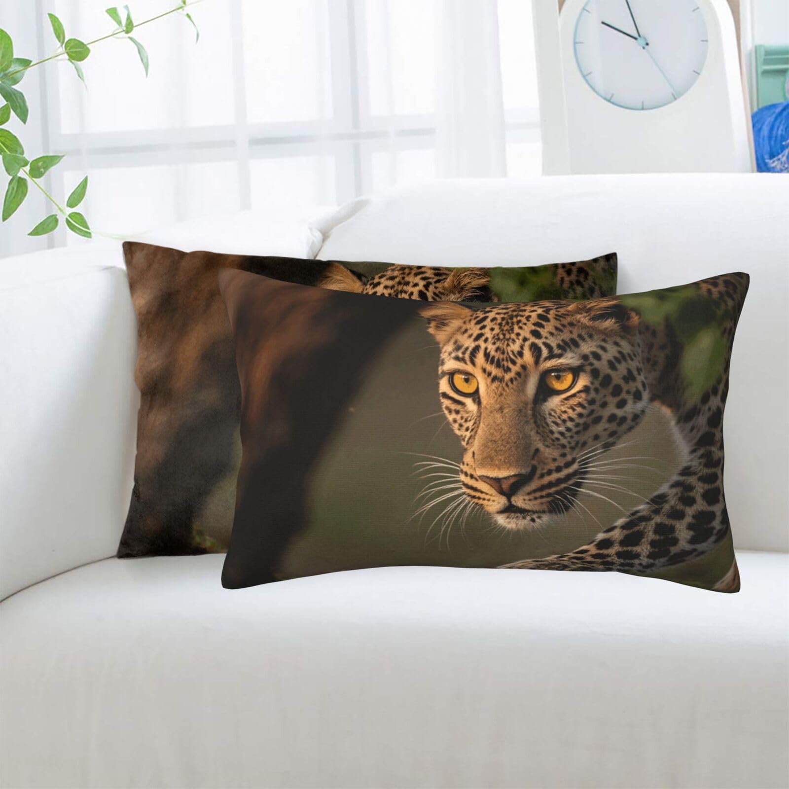 2 Pack Standard Pillowcases Sets, Ultra Soft Comfort Microfiber Plush Pillow Cases Cheetah Decorative Throw Pillow Cover with Hidden Zipper for Bedroom, Sofa, Couch,14"X20"