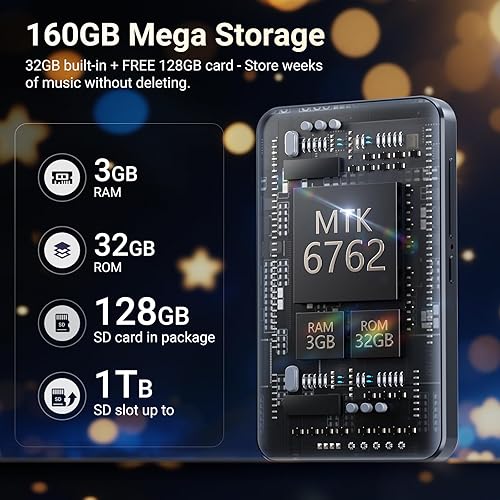 Miniatura 2 de Reproductor MP3 de 160 GB con Bluetooth y WiFi, MECHEN Android 13 OS MP3 y MP4 reproductores con pantalla táctil de 4 pulgadas y altavoz,