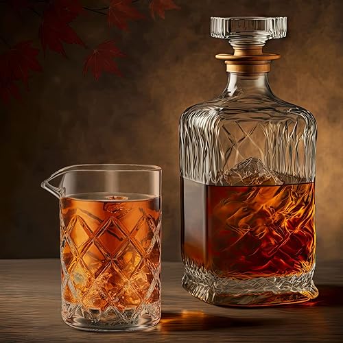 Miniatura 6 de Inbagi 4 vasos de cristal mezcladores de cóctel de 17 onzas, jarra de vidrio mezclador sin costuras, barra inferior gruesa con peso, barra de vidrio