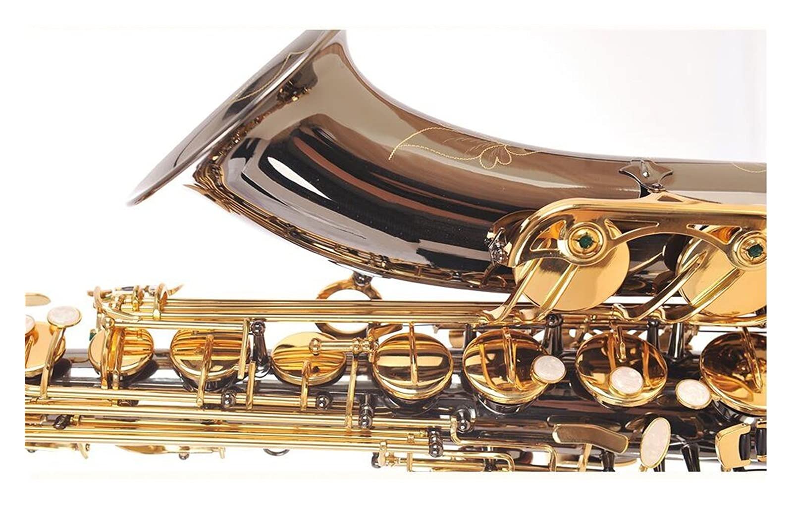 Sax Principianti Kit BB Tenor Black Nickel Strumento Sassofono B Sax Piatto con Cassa Asforzi Strumento a fiato (Color : Gold Lacquer)