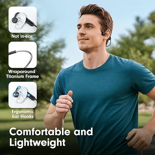 Miniatura 4 de Auriculares de conducción ósea, auriculares de oído abierto, sonido superior inalámbrico Bluetooth auriculares para correr 10 horas de reproducción