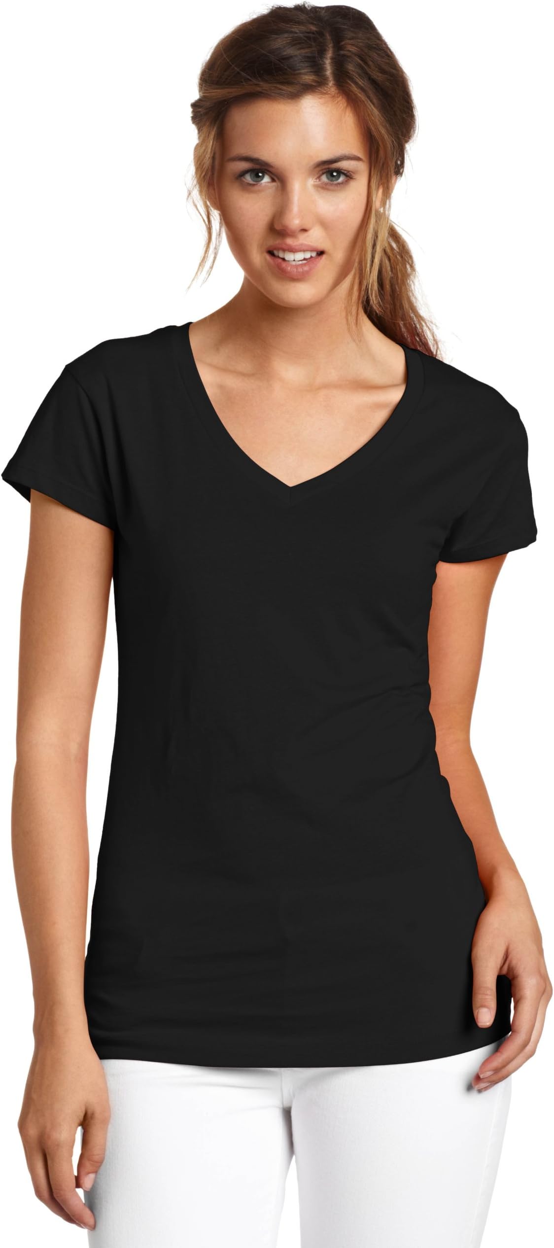 Dickies Girl Juniors Solid Cap Sleeve V-Neck Tee