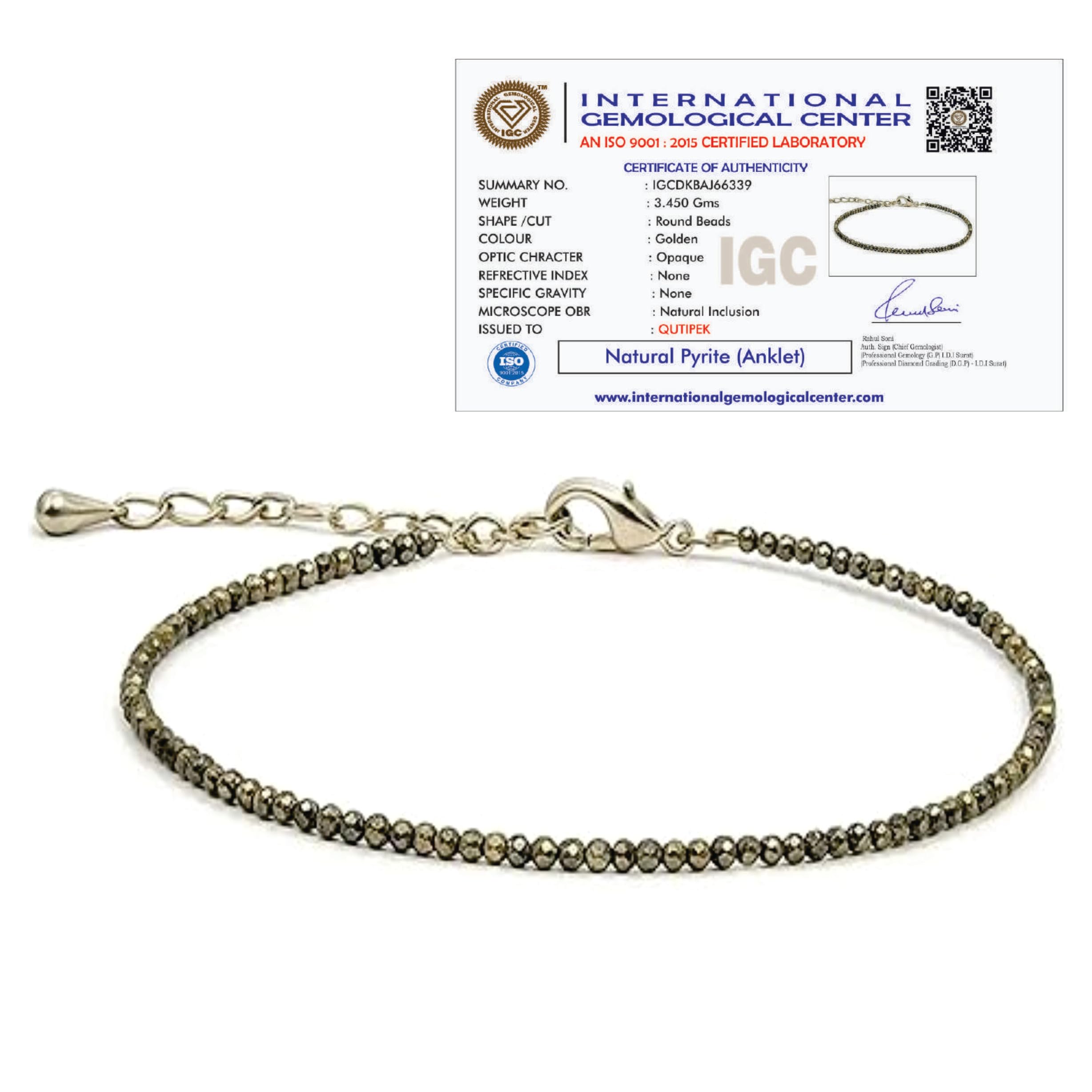 Qutipek Certified Raw Pyrite Anklet For Women Stylish- Stone of Money, Protection & Power, Money Magnet Pyrite Stone Anklet - Adjustable Spiritual Jewellery Best Gift Item-image-35