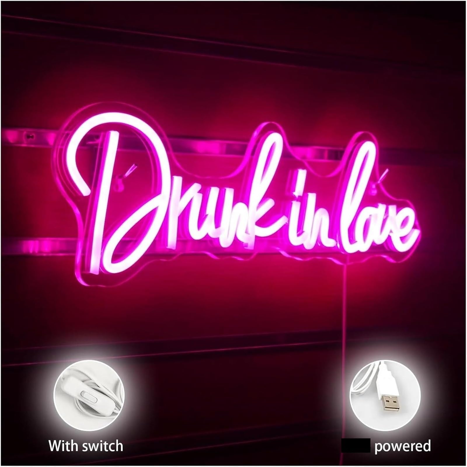 Insegne luminose al neon per matrimoni "Drunk in Love", regali per innamorati e cortili