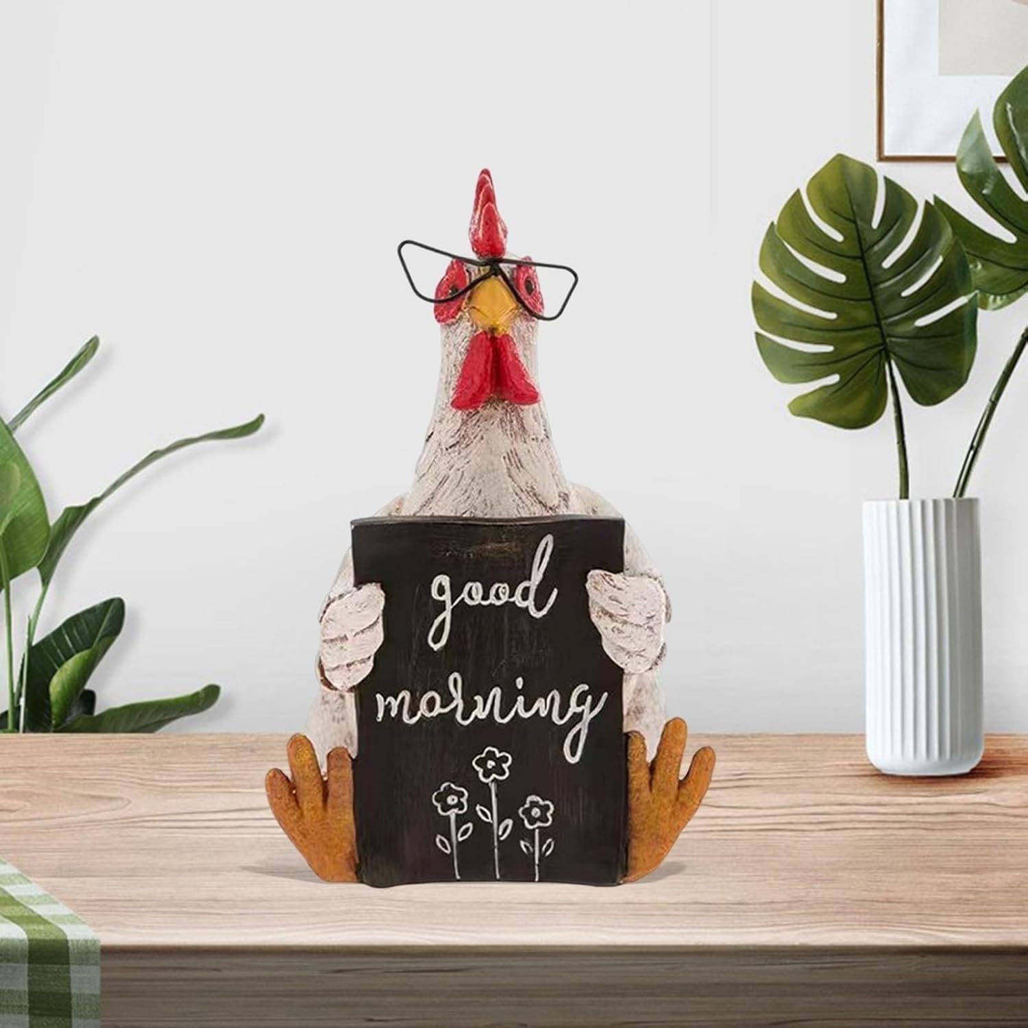 3 Statuine Polli In Legno Decorativi - Family Set Per Cucina E Casa | Decorazione Rustica Divertente - Foto 3