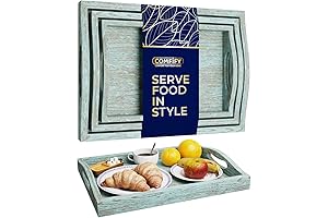 Set of 3 Ottoman Wood Trays for Versatile Home Décor, Entertainment and Dining