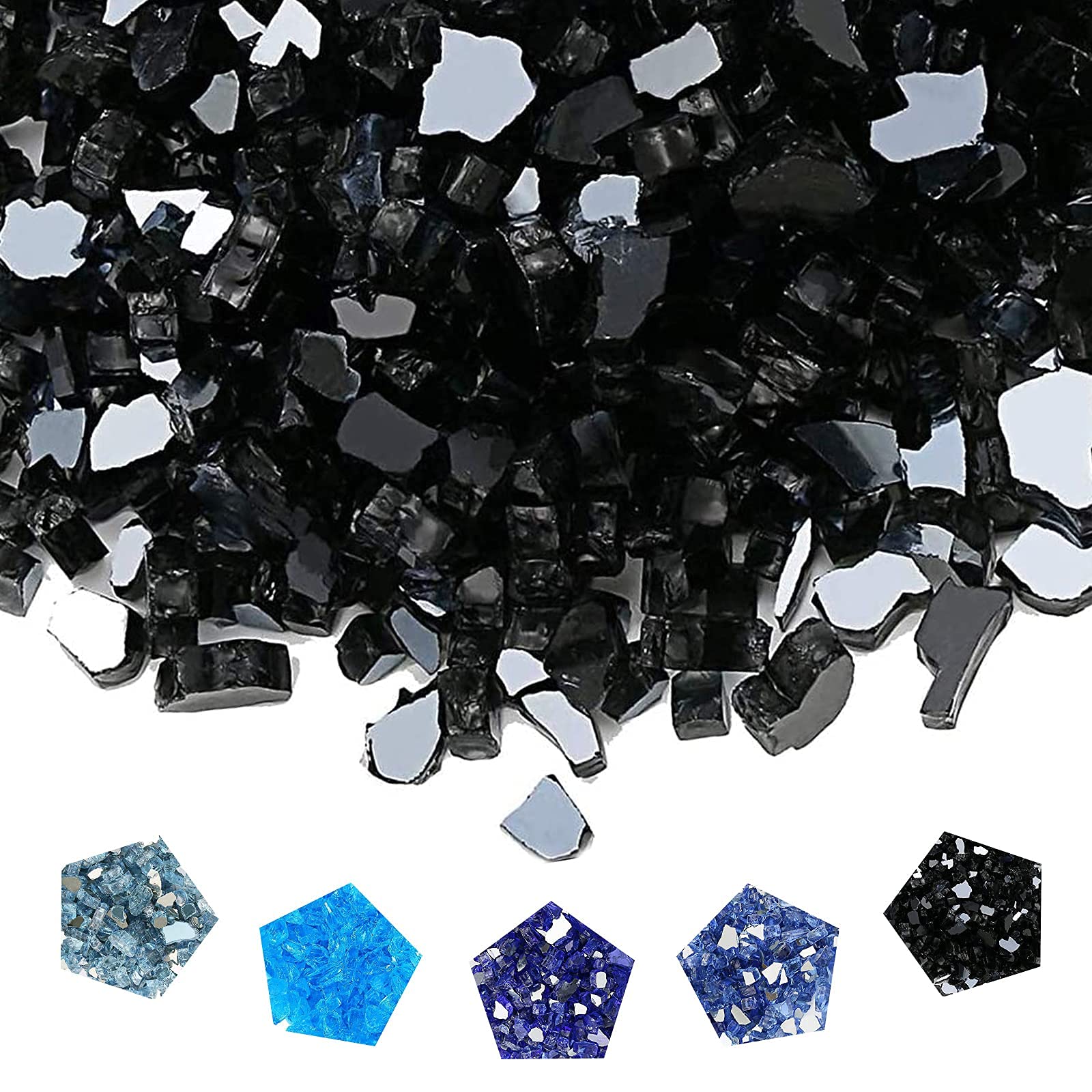 Fire Pit Glass Hisencn 1/2 Inch Onyx Black Fire Glass - 10 Pounds ...