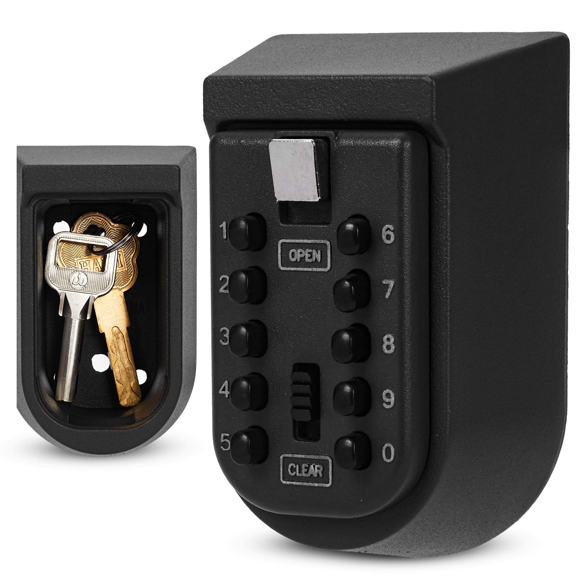 Key Safe Wall Mounted - Heavy Duty Push Button Lock Box for Outdoor, Waterproof & Secure Key Lock Box for Spare Keys, Access Cards, and Valuables, Ideal for Home, Office, Garage and Rental