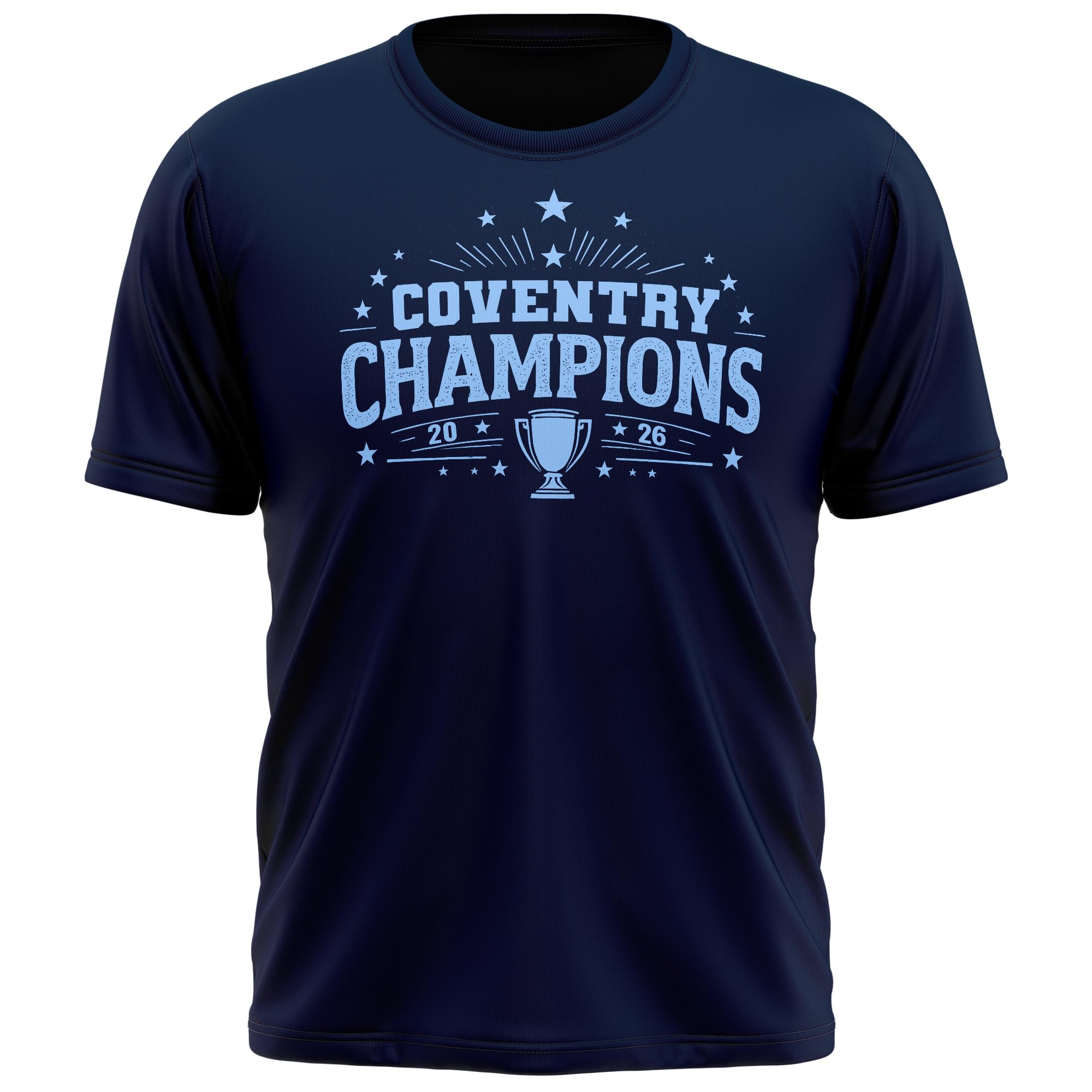Coventry Kids Football T Shirt - Cov Champions 2026 Cup Design - Boys Girls Football Supporter City Fan Tee Top, 12-13 Years, Navy