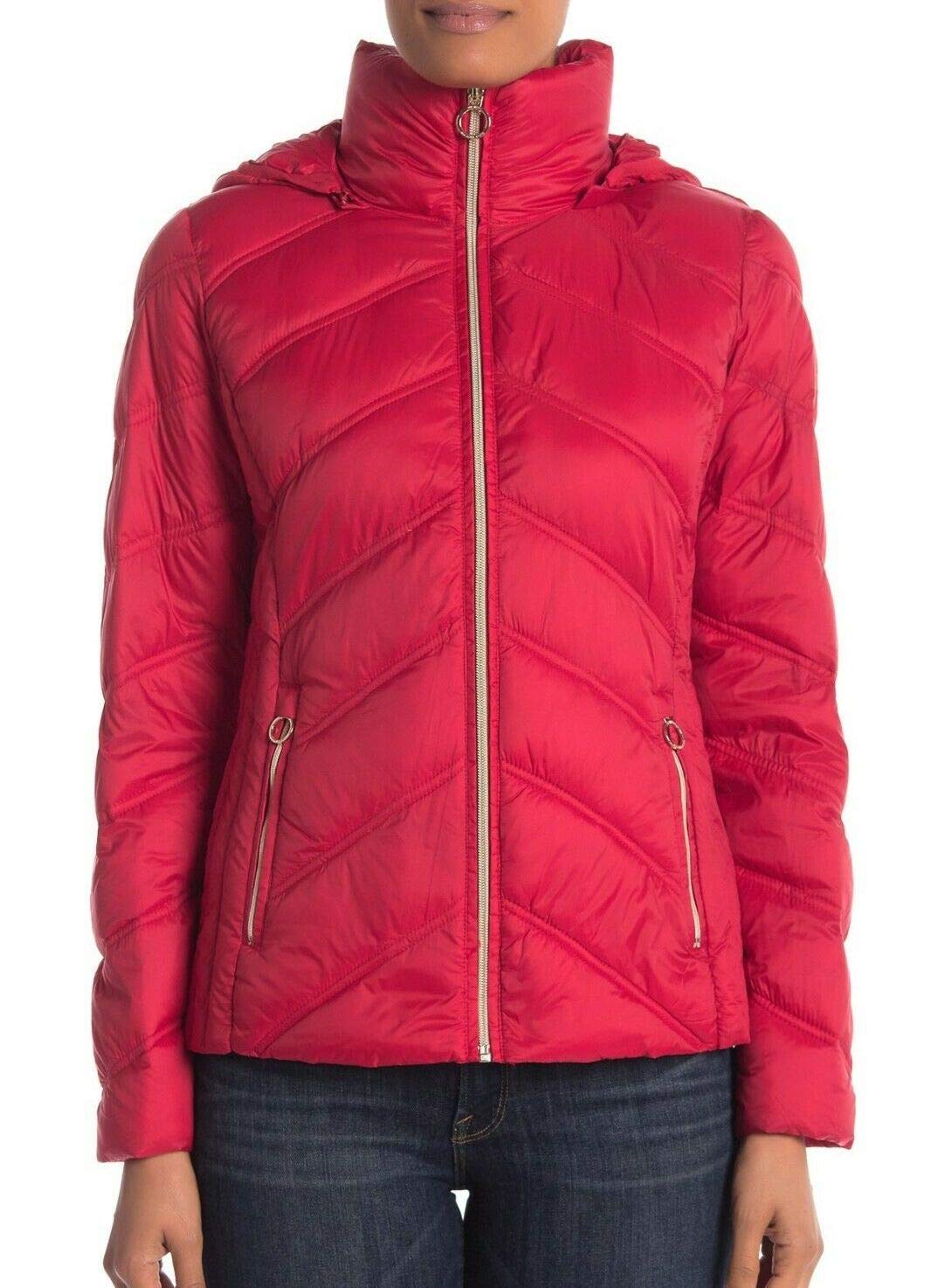 Michael Michael Kors Womens Packable Quilted Chevron Puffer Down