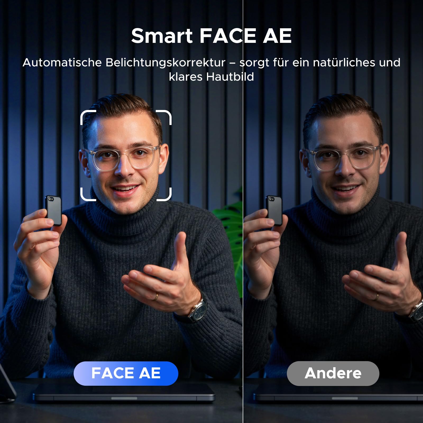 UGREEN FineCam 1080P, Fixfokus, Dual-Mikrofon, Face AE, Objektivdeckel | FHD Webcam 1080P 60FPS, Face AE, Geräuschunterdrückung, Porträtmodu, Stativ, USB-C Webcam für PC/Laptop/Windows/Mac