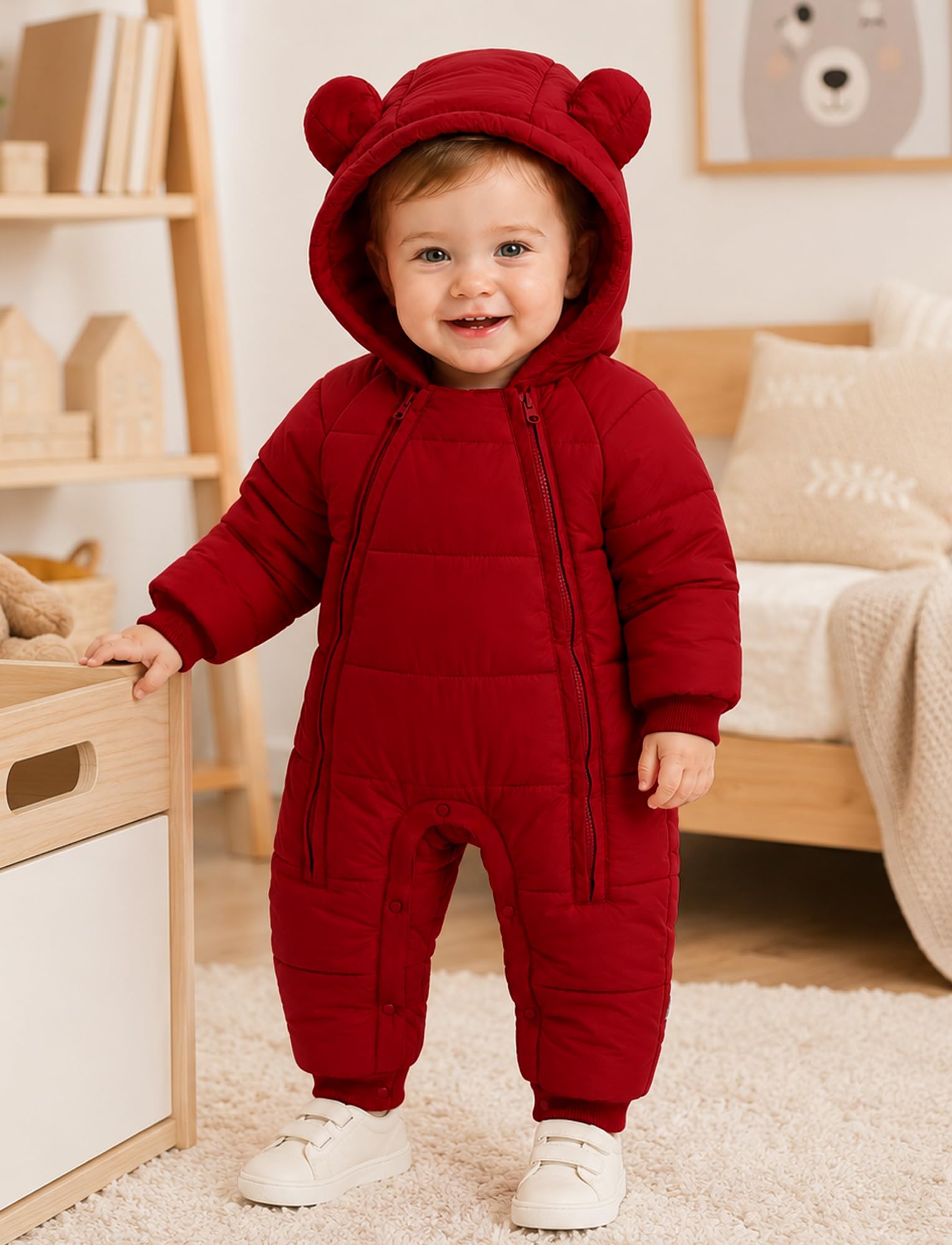 SEAUR Baby Strampler Warmer Outdoor Reißverschluss Winter Jumpsuit Overall Baby Schneeanzug Winddicht Einfarbig 0-24 Monate