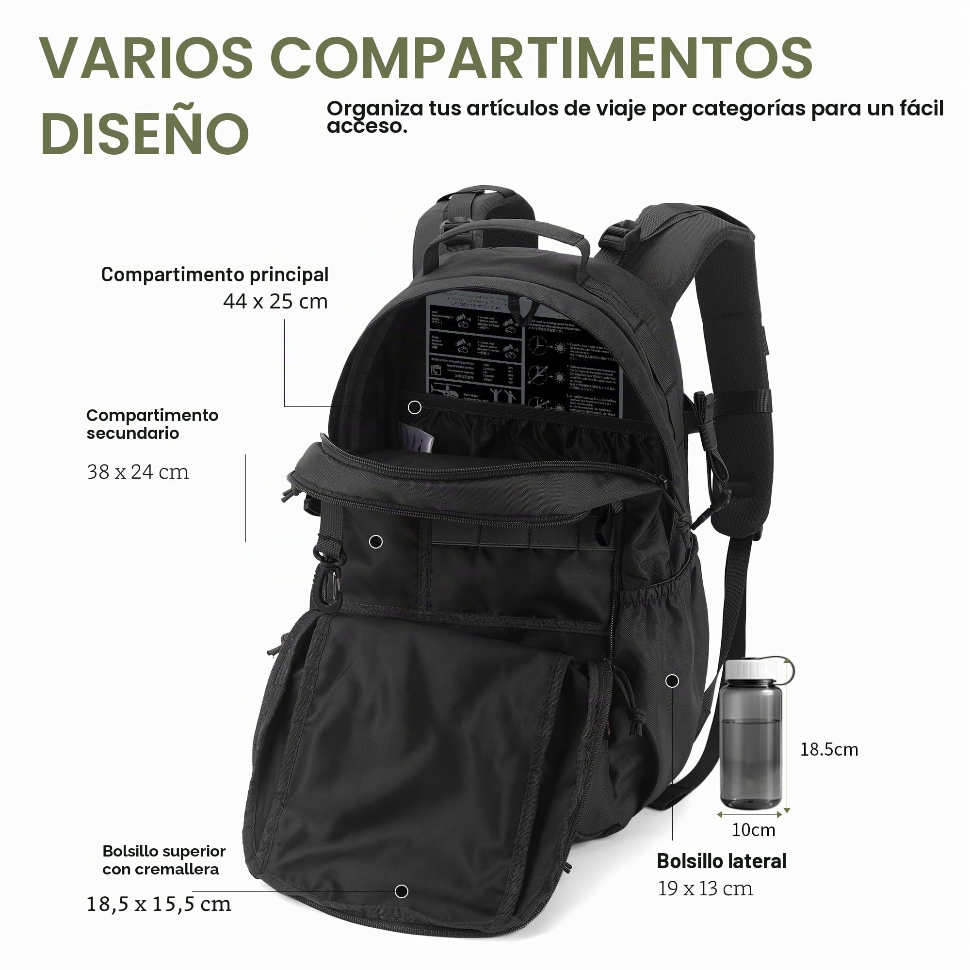 Mardingtop Mochila de 20 l para hombre, mochila de senderismo con sistema Molle para exteriores, táctica, camping, senderismo, viajes