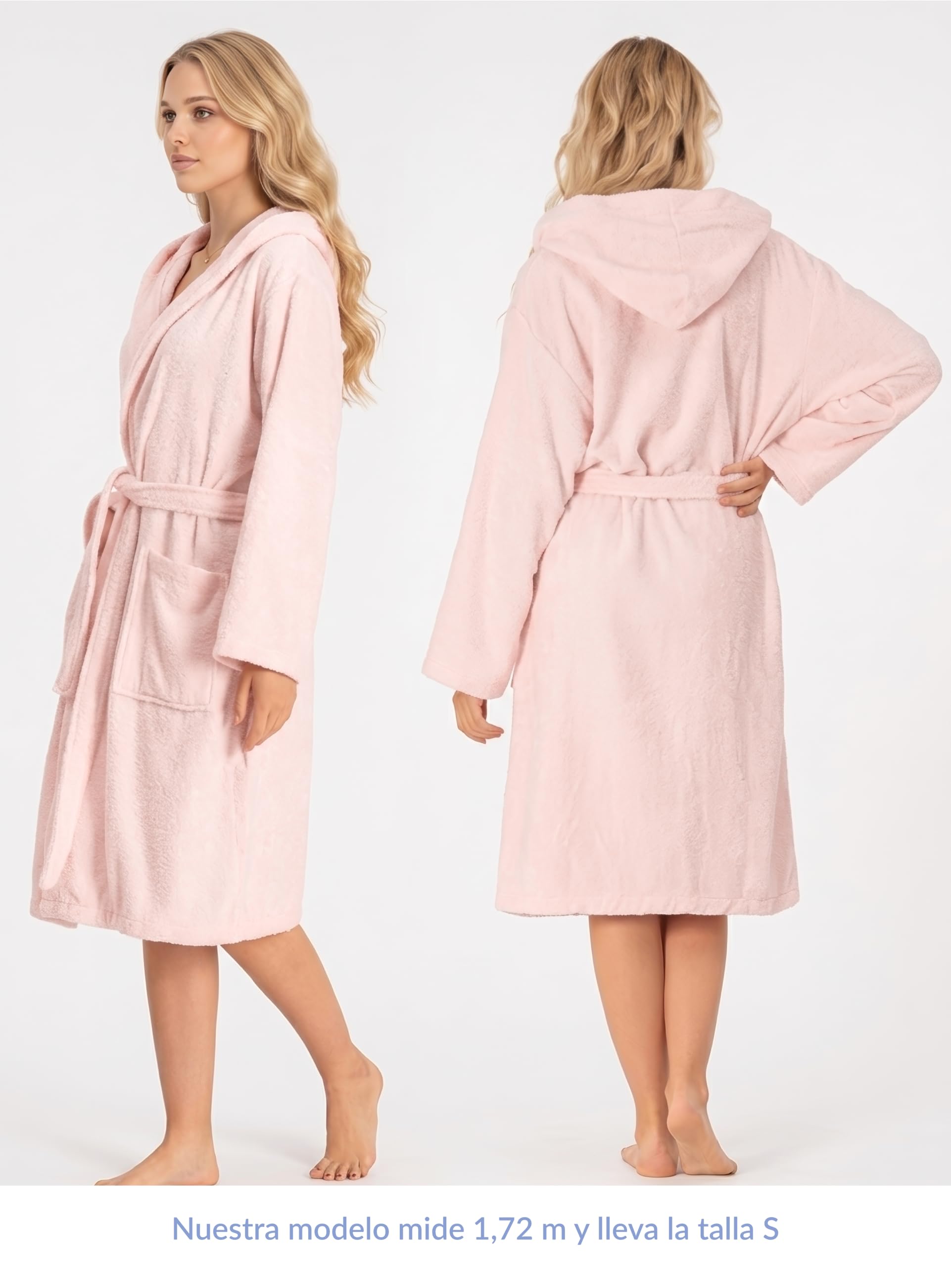 Twinzen Bata de Baño Mujer - 100% Algodón con Capucha