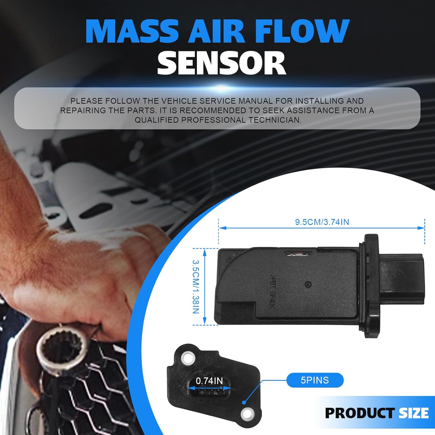 22680-3VA0A Mass Air Flow Sensor MAF Sensor for Nissan Altima Maxima Murano Pathfinder Quest Rogue X-Trail 2014-2020 Infiniti QX60 2014-2016 Replace AFH60M47 MAS0467 MAF0123