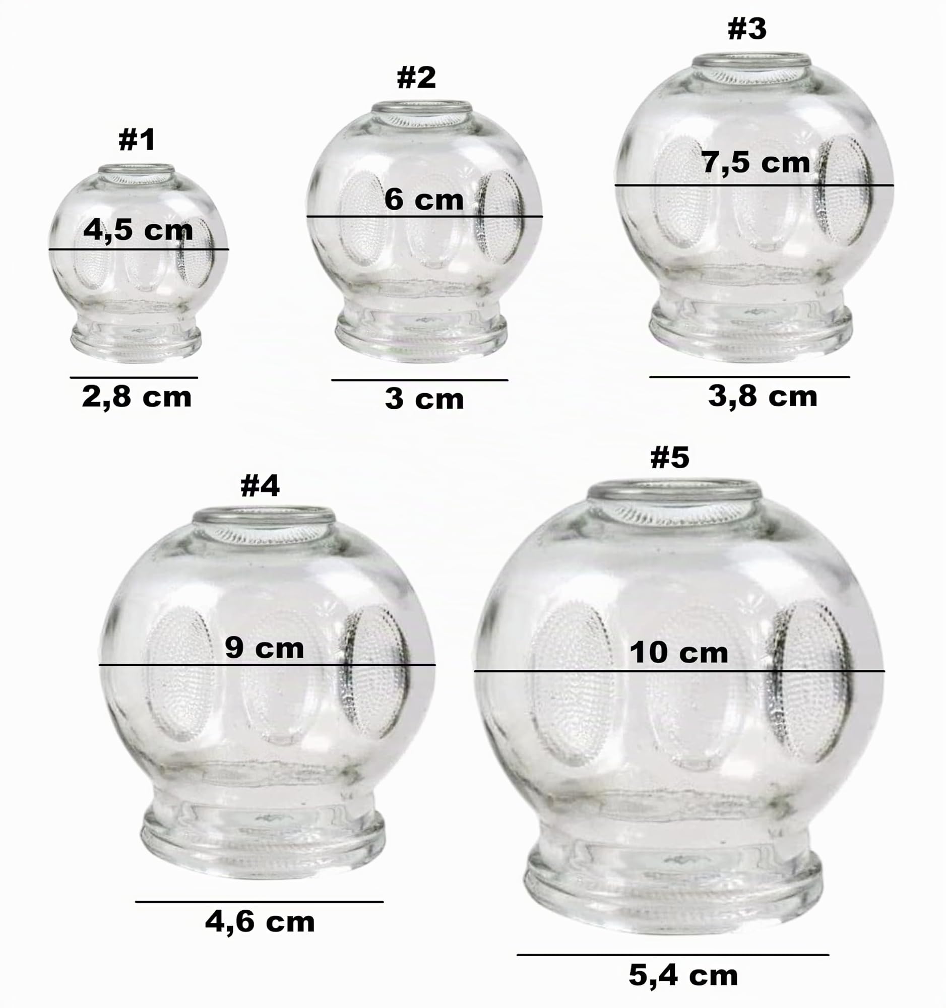 Set di coppette in vetro, coppette per il fuoco, massaggio sottovuoto per il rilassamento muscolare e il sollievo dal dolore, coppettazione Hijama Hacamat, terapia, Cupping Banki (12 pezzi, 4,5 cm)