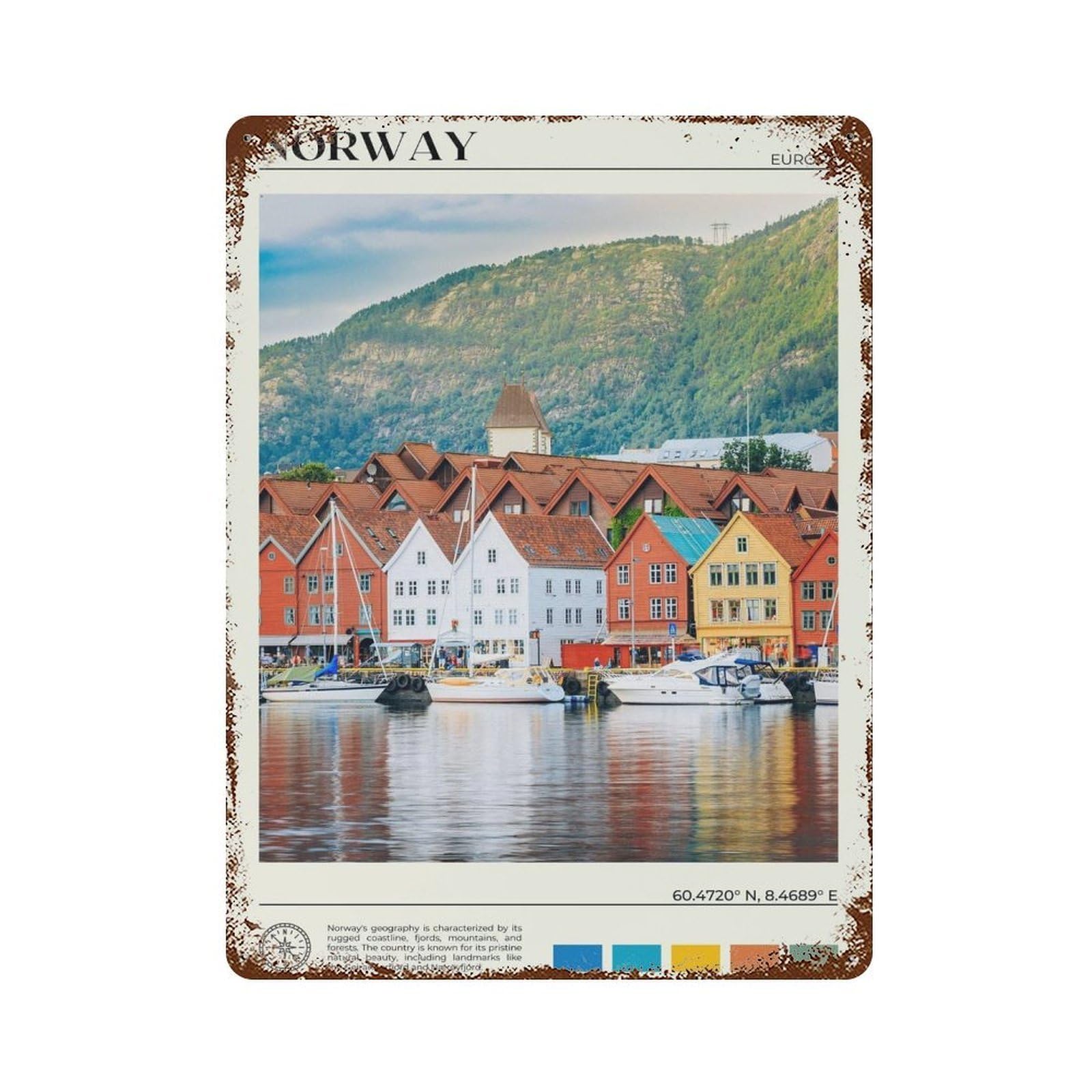 xiaoxiaoshen Real Photo Norway Decor Oslo Europe Wall Decor Art Metal Tin Poster Modern Home Decor Art Home Bar Shop Decorations Vintage Sign 40x30cm