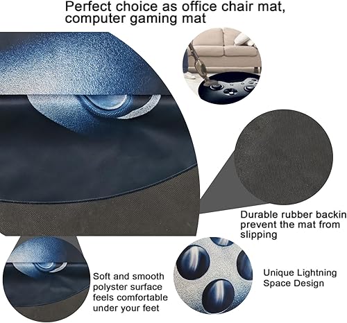 Miniatura 6 de Tapete negro para silla de juegos para suelo de madera dura, antideslizante, alfombra redonda de computadora de oficina para decoración de