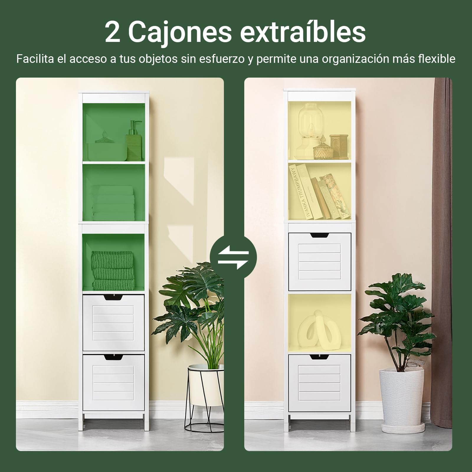 SoBuy Mueble Baño Alto Armario Baño Estrecho 30x30x144 cm Blanco | Mueble Auxiliar de Baño Moderno con Estantes y Cajones, Alta Capacidad de Almacenaje Diseño Compacto Estilo Nórdico, FRG126-W