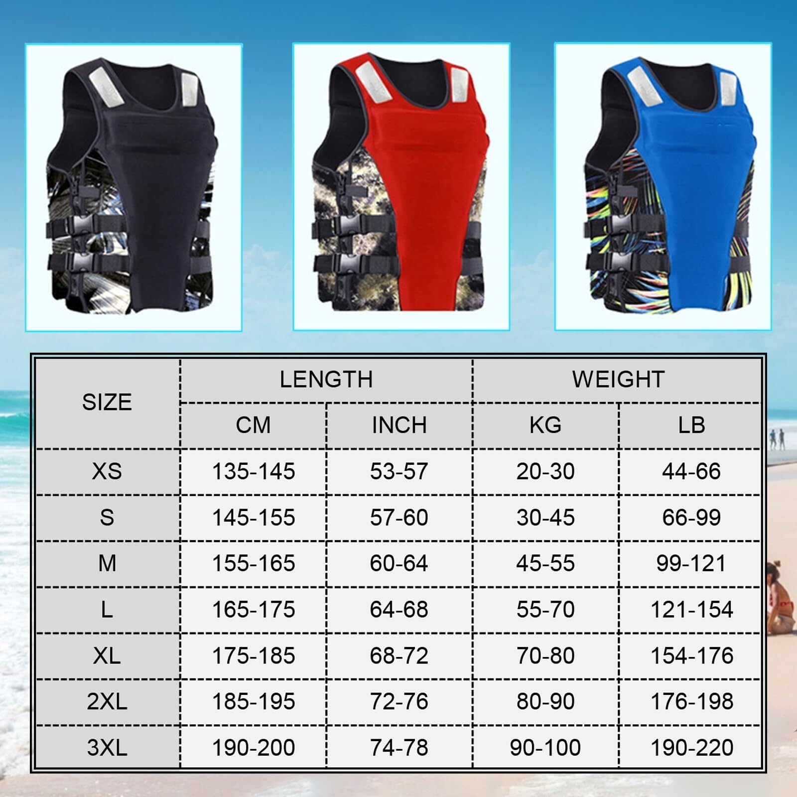 Chaleco Salvavidas de Neopreno for Adultos, Chaqueta de natación de Alta flotabilidad, Equipo de Seguridad for Kayak, Paddle Surf, navegación y Deportes acuáticos.(Black,XXL)