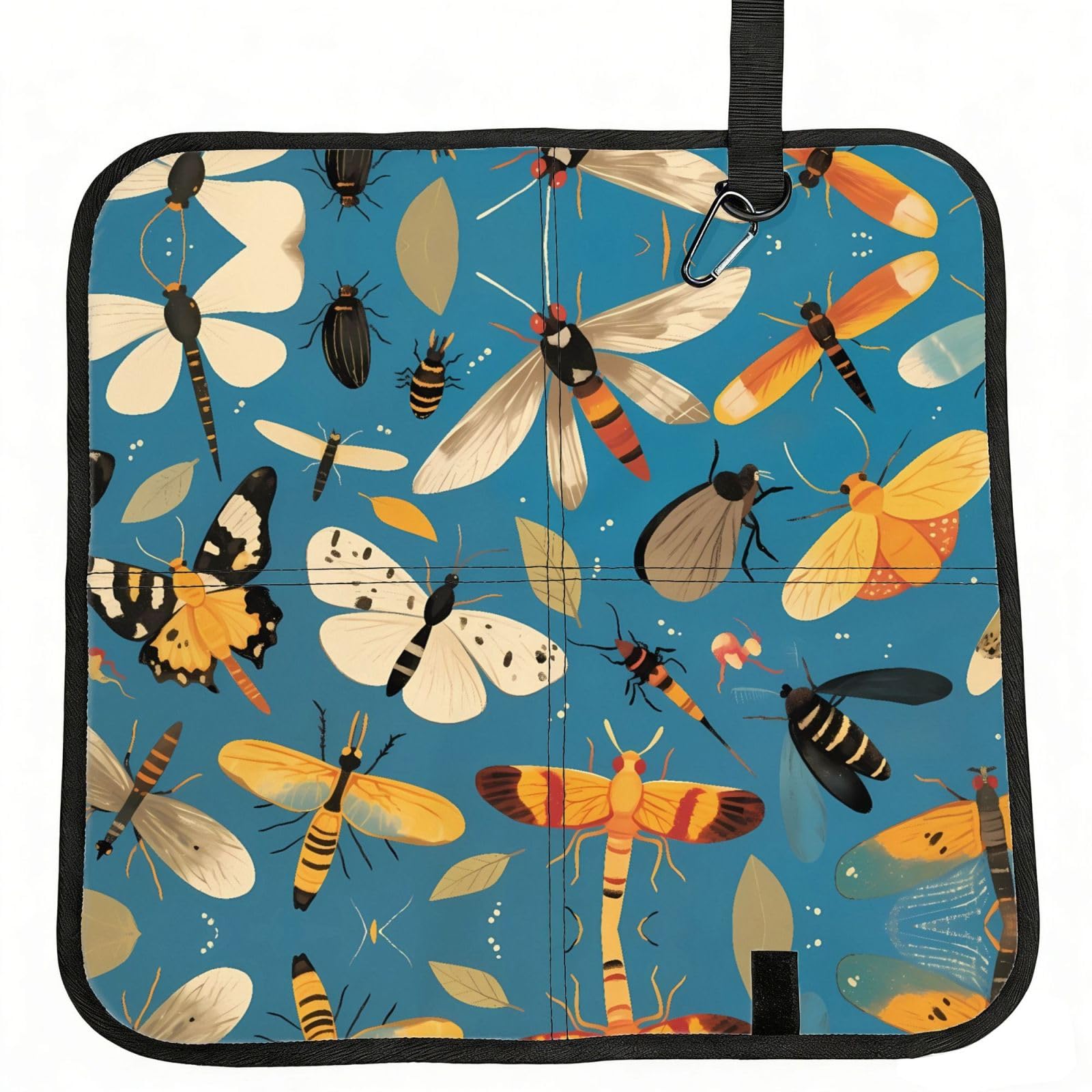 MROWYC Dragonfly Printed Foldable Seat Cushion - Portable with Carabiner, for Stadium, Camping, Hiking