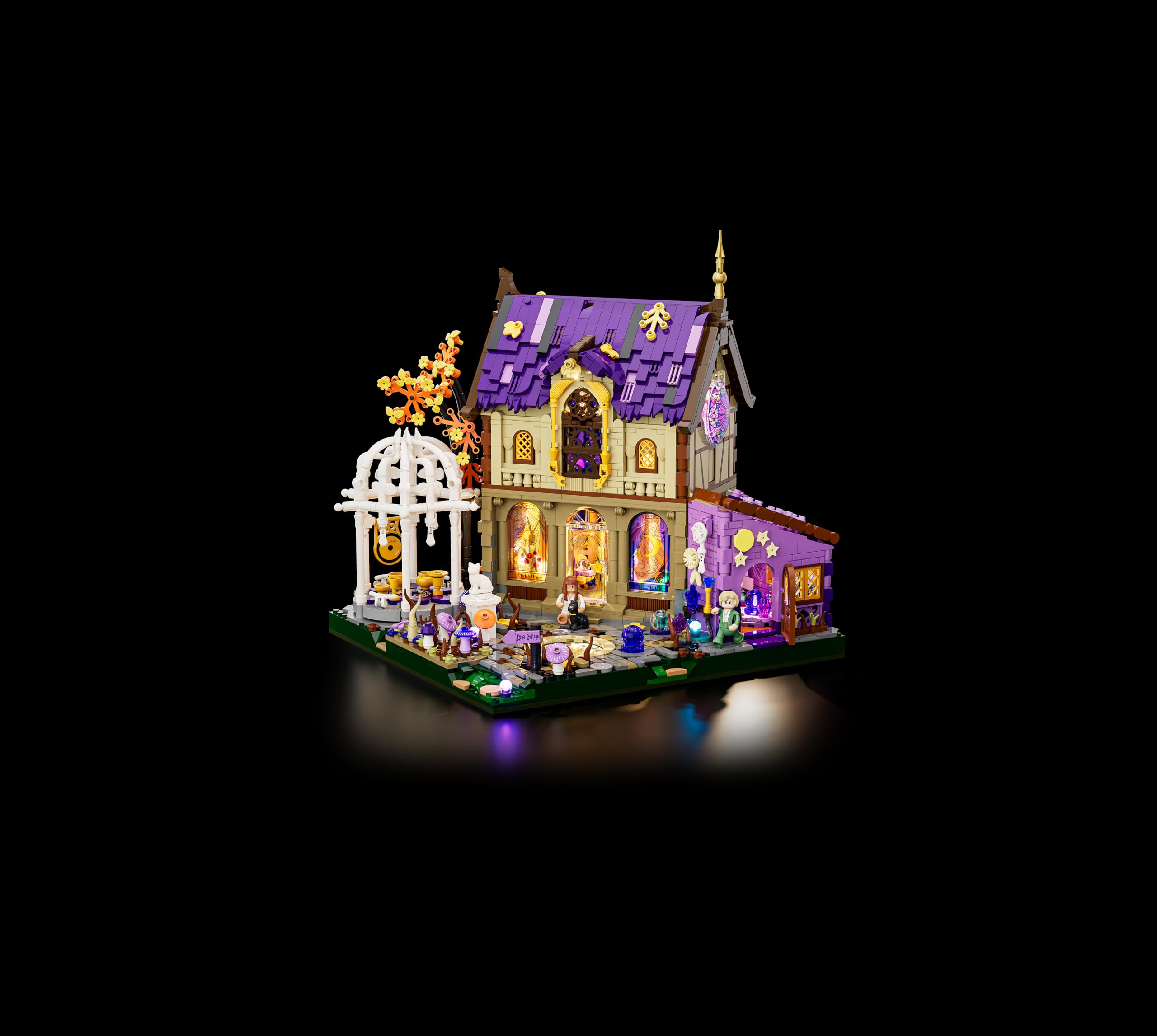 Lumibricks Seria Retro House: Luna Cottage - Zestaw do budowania muzyki z modułami dźwiękowymi uzdrawiającymi, spersonalizowana zamienna audio, obrotowa platforma astrologiczna