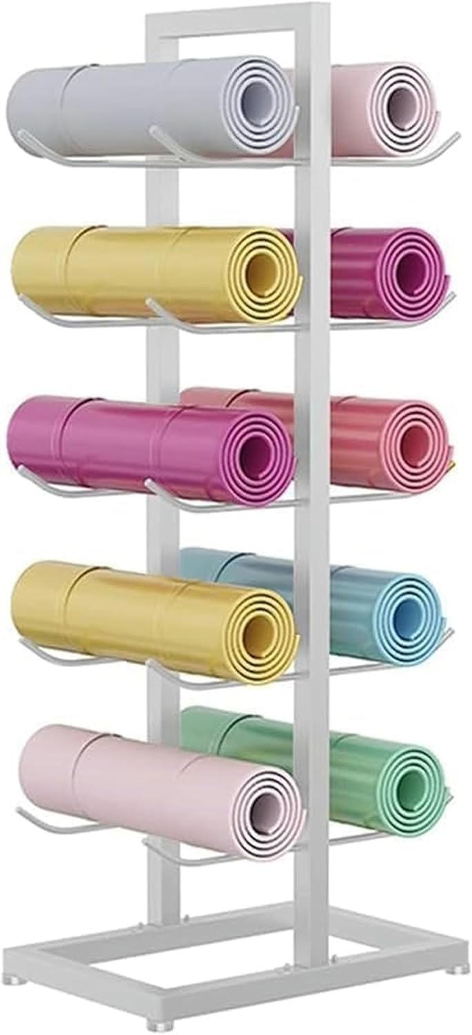 Multi-Layer Yoga Mat Holder - Floor Standing Storage Rack for Home Gym, Yoga Mats Organizer for Towels & Accessories, Fitness Equipment Stand, Space-Saving Solution