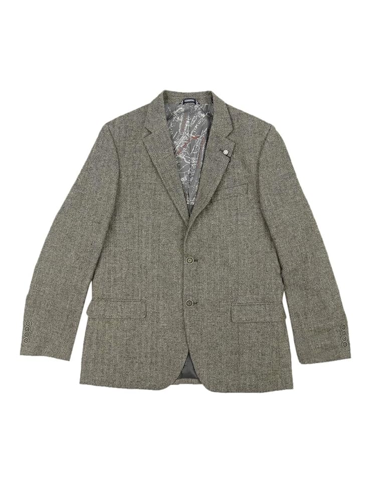 ★E.B.M★ Herringbone Tweed Single Jacket EMP1WJK020 Pkrboro Men's Herringbone Tweed Overcoat Single Breasted