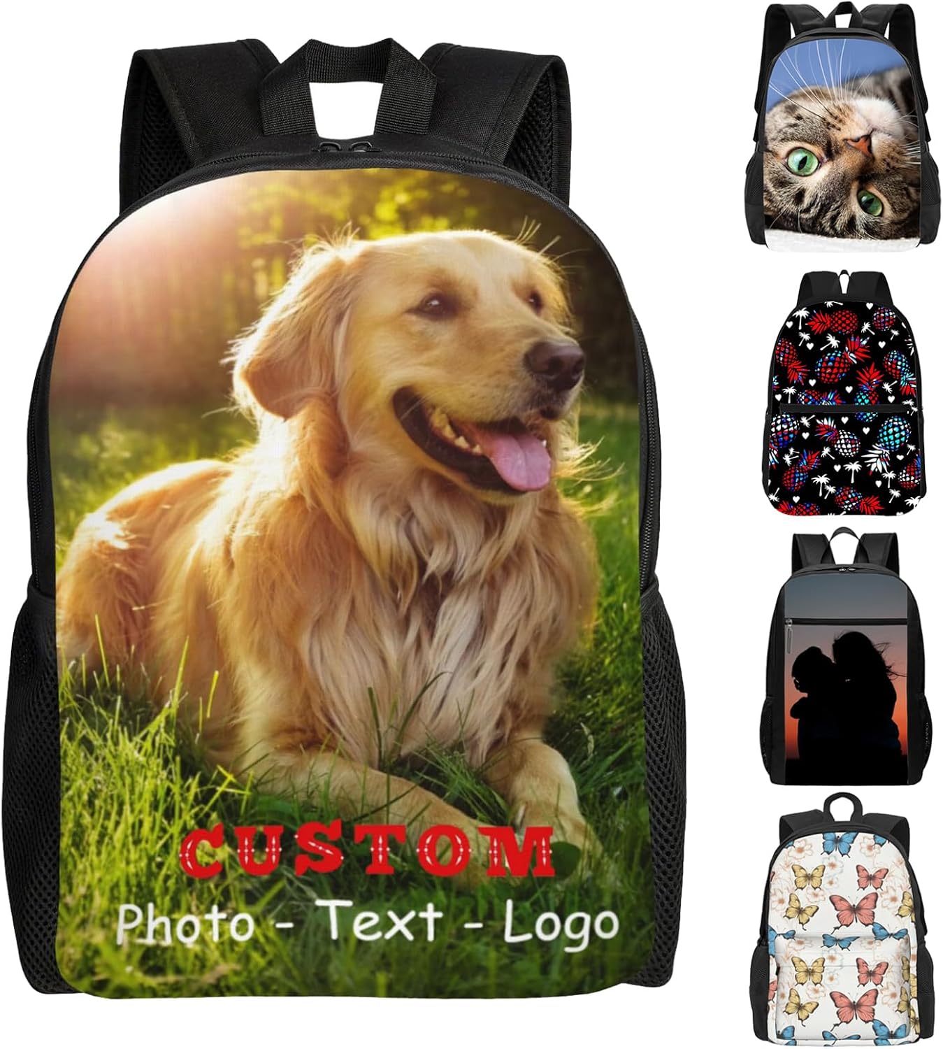 Custom Backpacks, Personalized Laptop Backpack with Photo Text Image, Customize Travel Backpack Work Backpack Gifts for Women